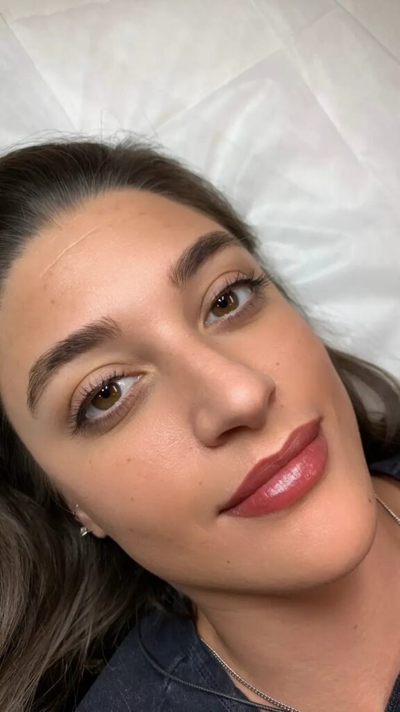 Full-face lip blush result by Ink & Lace in Southern Oregon